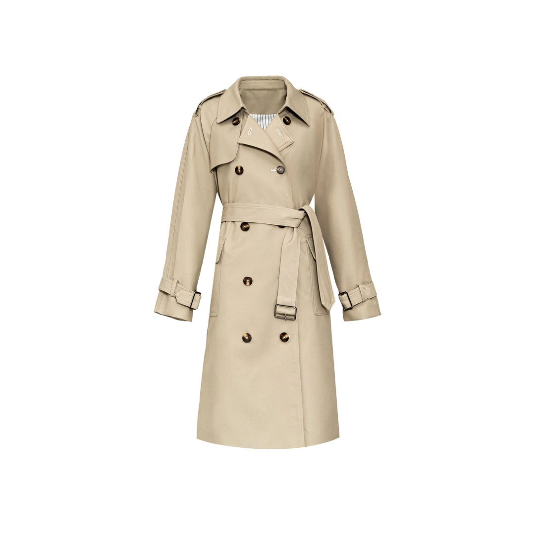 【万年经典风衣】纳米风衣细斜英伦风双排扣大衣外套W23CK1004