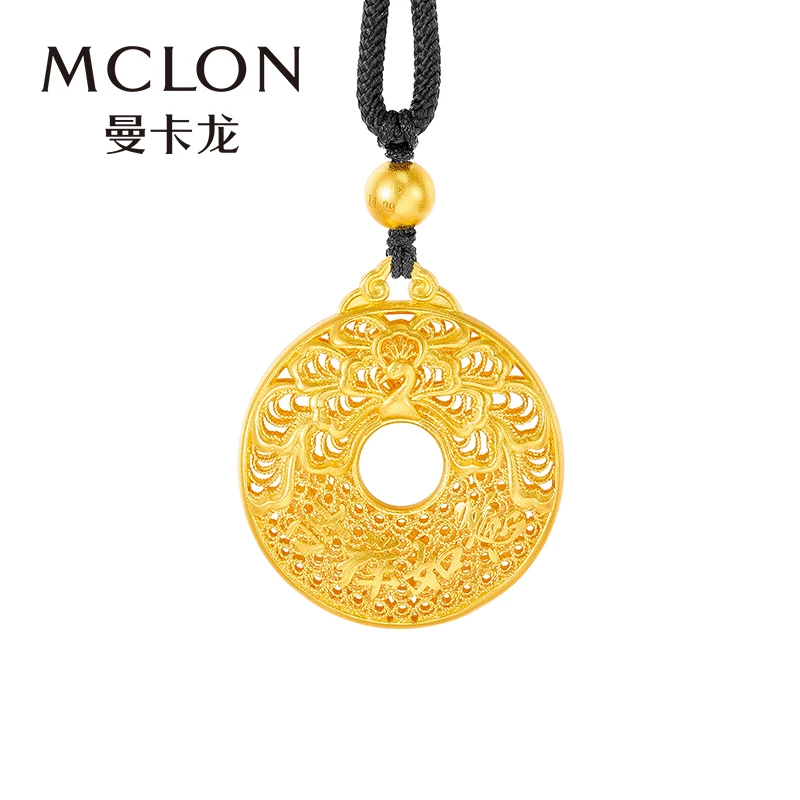 曼卡龙黄金吊坠足金古法如意扣14.76g传承中国风男女款计价