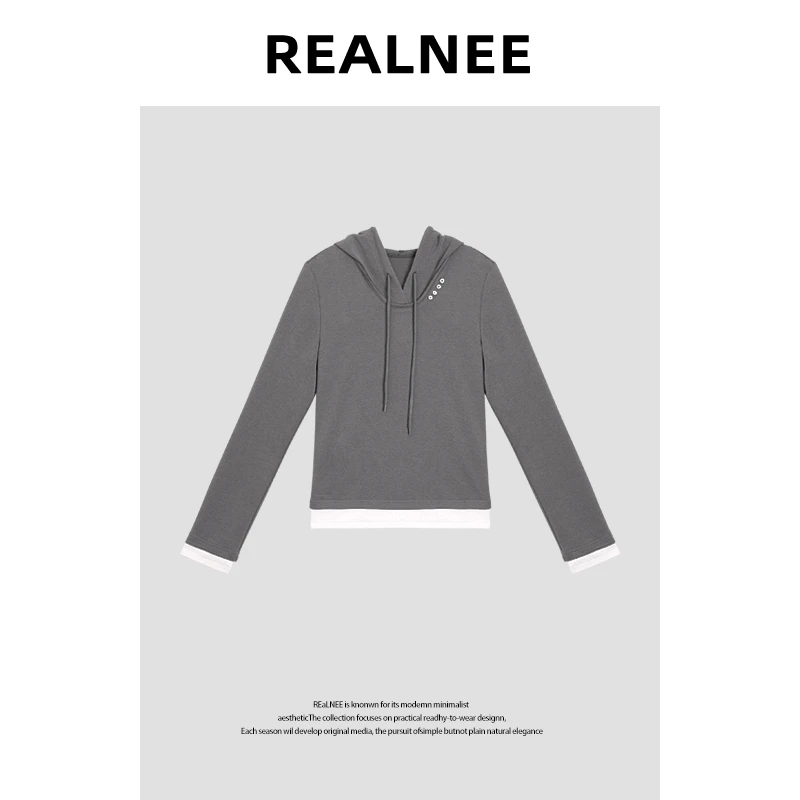 【自在无限】“进口匹马棉”松弛舒适拼接撞色连帽卫衣RLMMA4SY09019