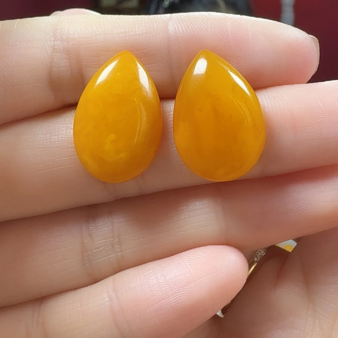 蜜蜡银S925镶嵌耳饰耳钉