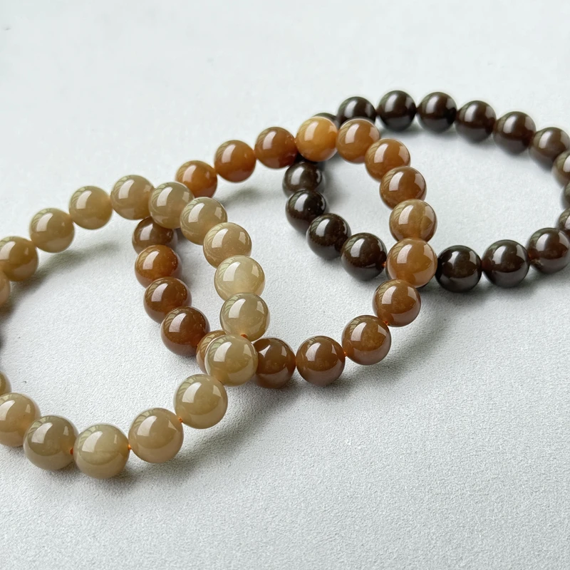 约9-10mm新疆且末糖和田玉圆珠手串多样性发一