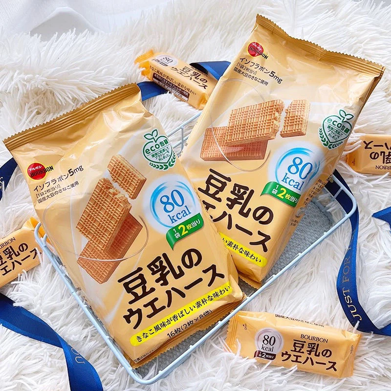 日本布尔本豆乳威化饼干0脂肪低卡低热量苏打饼咸味天然酵母饼干