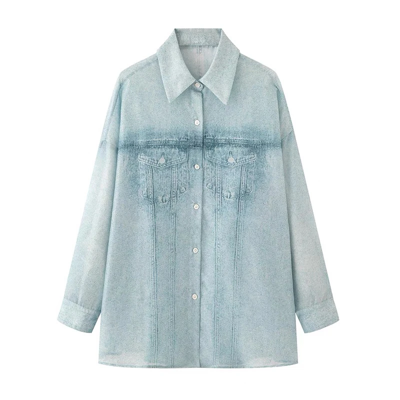 2105原单商场同款扎染设计感款式薄款长袖衬衫小众通勤时尚衬衫