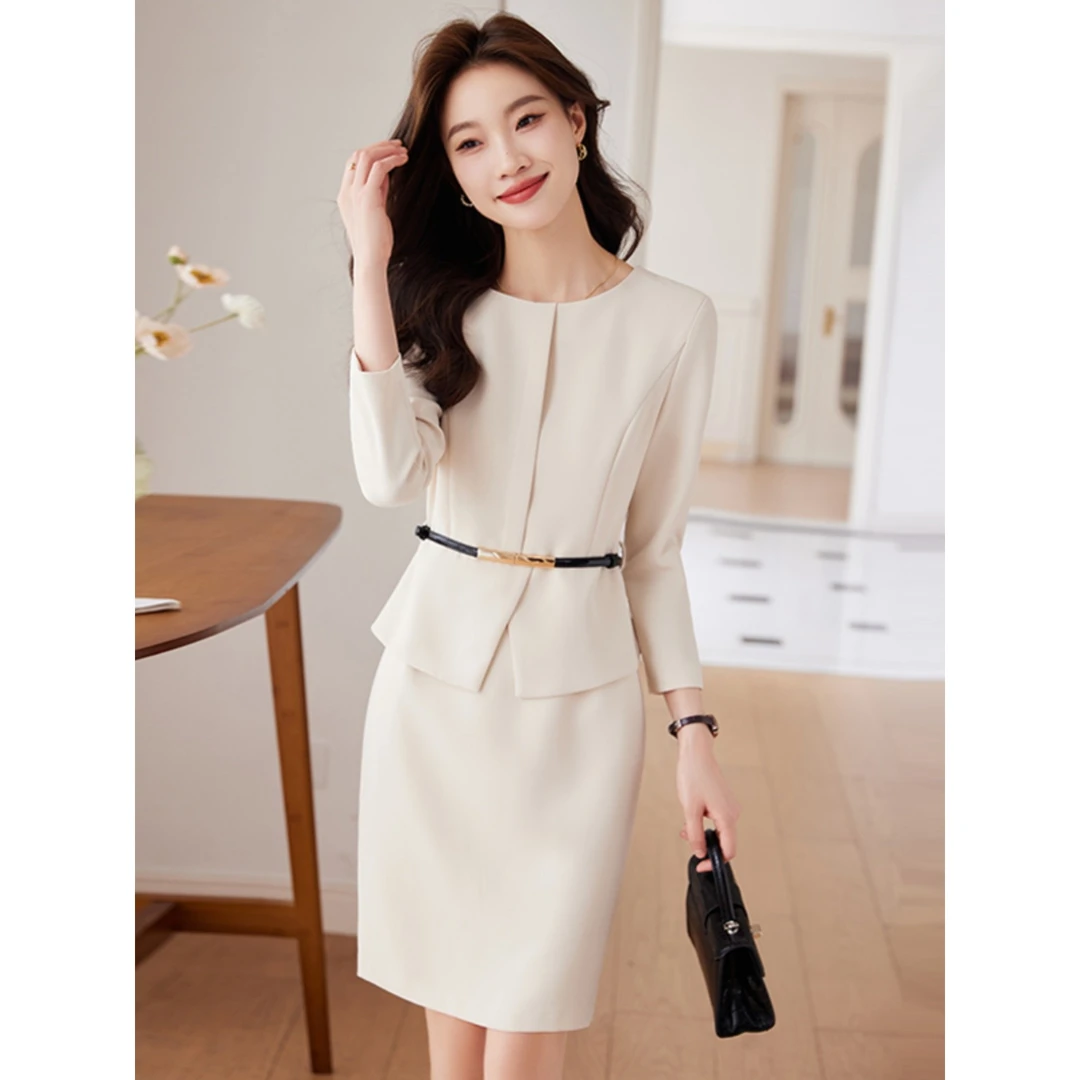 名媛小香风假两件连衣裙女纯秋装新款轻奢高级感修身气质包臀裙子