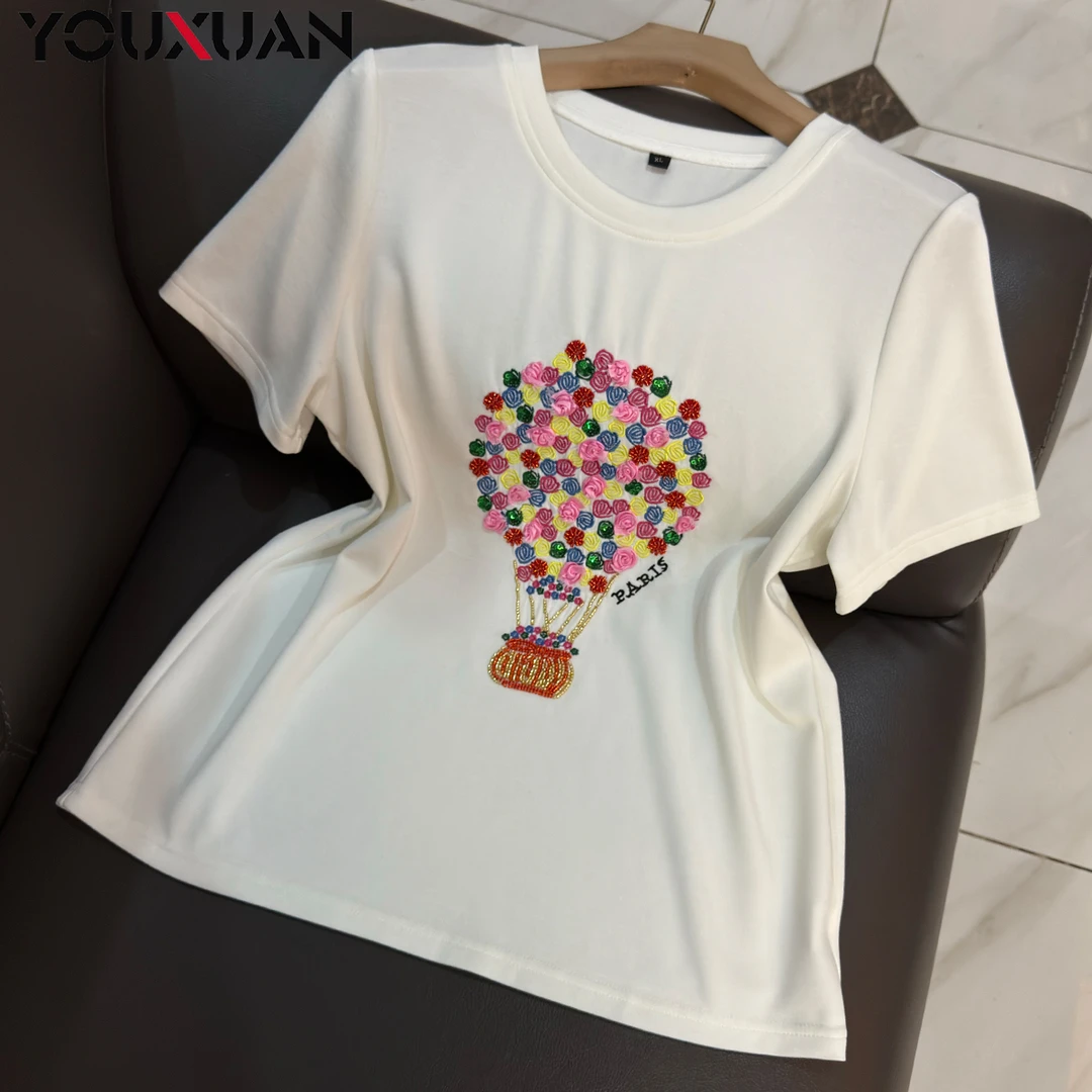 夏季新品女士短袖圆领休闲T恤上衣女装时尚百搭半袖小衫90639
