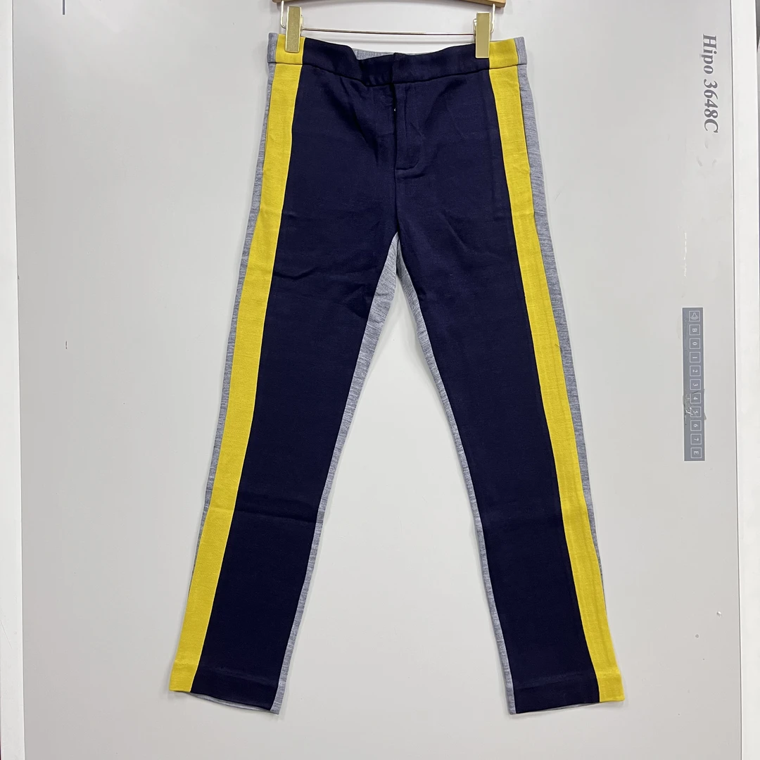 2601023高腰撞色拼色直筒裤女休闲时尚宽松26秋冬新款