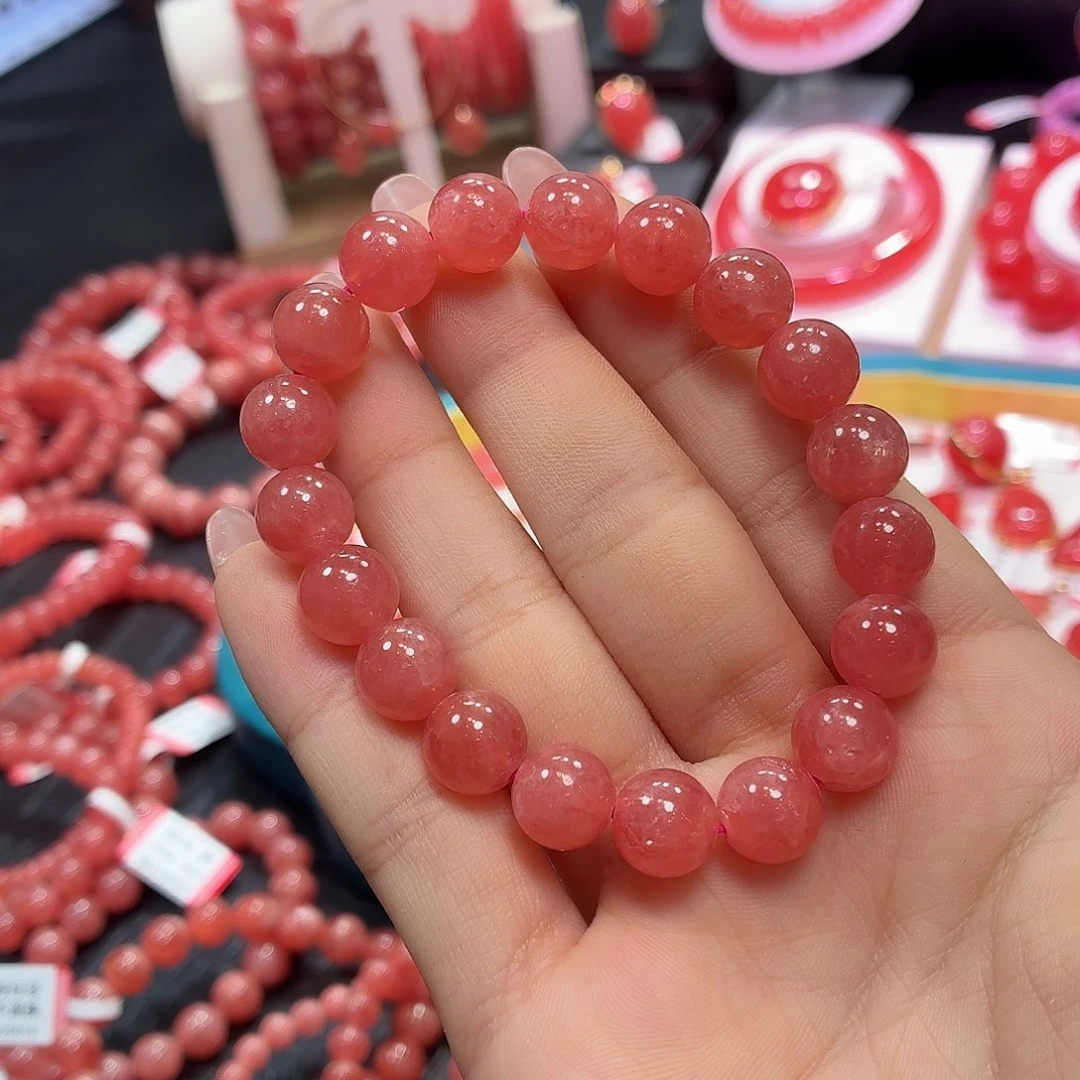 菱锰矿（红纹石）未镶嵌手串冰种10mm