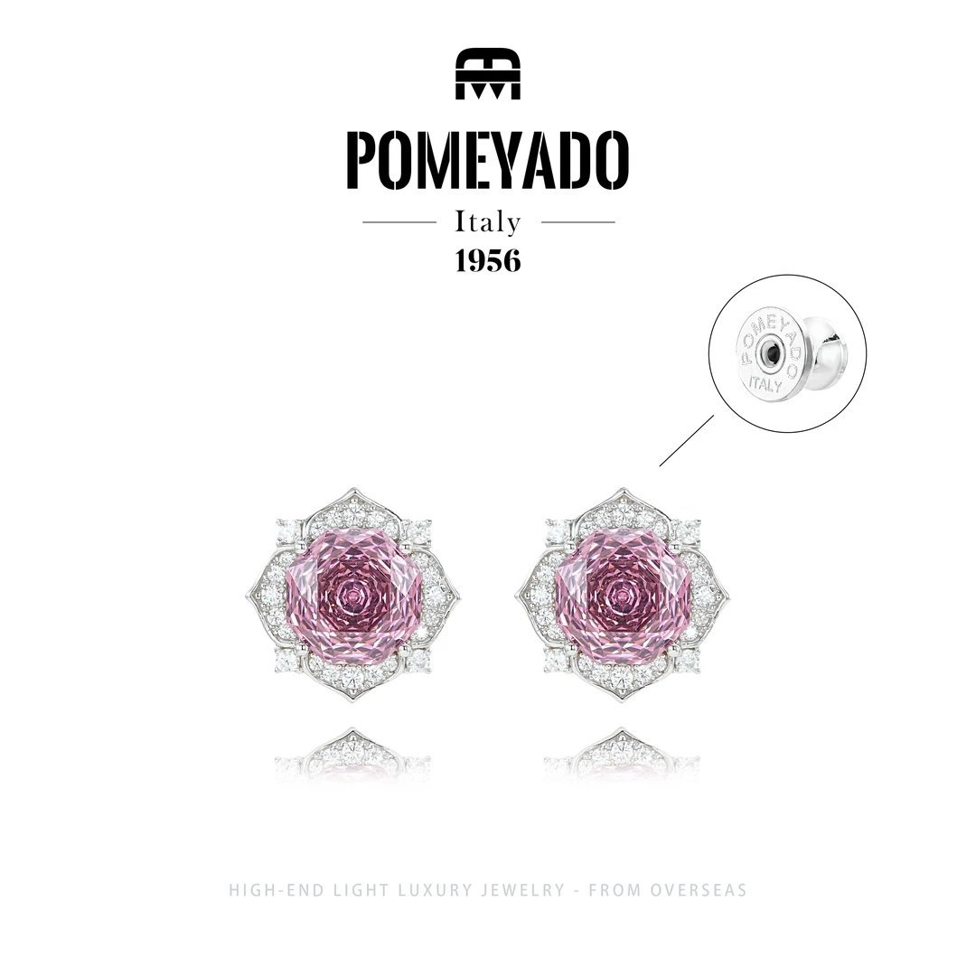 坠链均925银【樱色邂逅】Pomeyado轻奢高级设计感玫瑰耳钉F3800