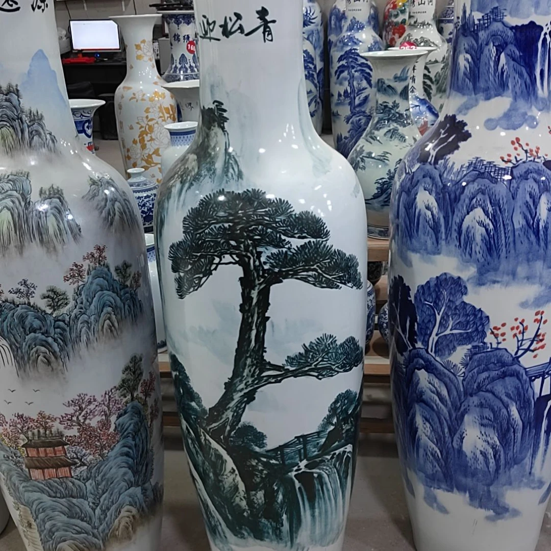 瓶手绘青松迎宾2米一对