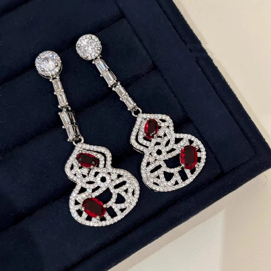 铜合金耳饰 【8767】精致微镶葫芦耳线耳钉耳饰优雅西装长款耳饰