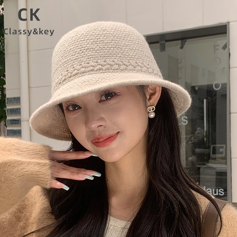 Classy key新加坡设计师联名款秋冬针织渔夫帽子文艺显脸小水桶帽