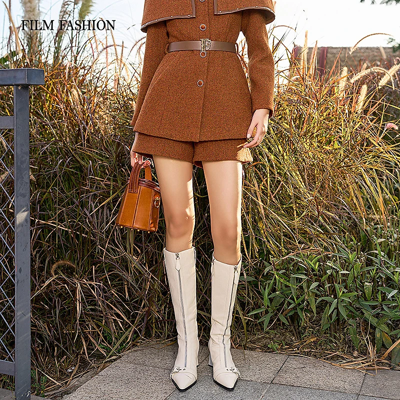 【小花专属】冬季毛呢复古短裤女FEAK142511