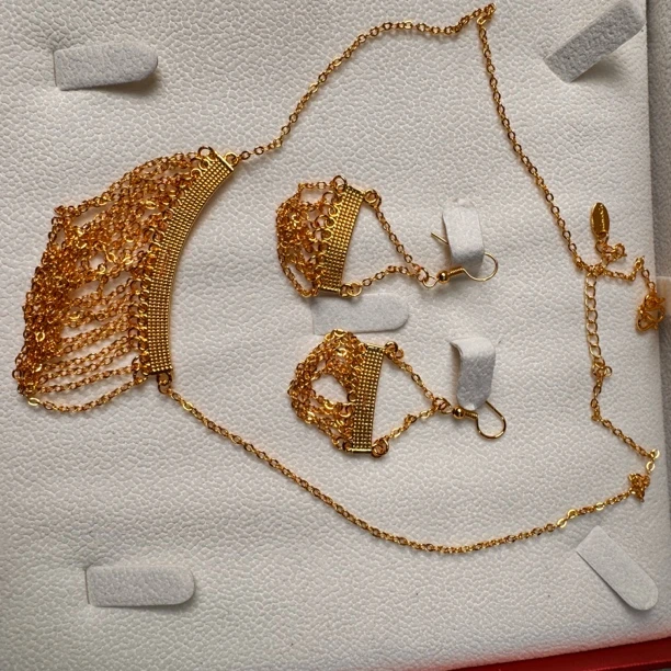 铜合金项链 A铜合金TJ057 铜了金首饰 项链耳环两件套