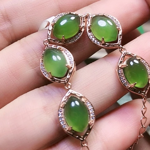 和田玉戒指银S925镶嵌