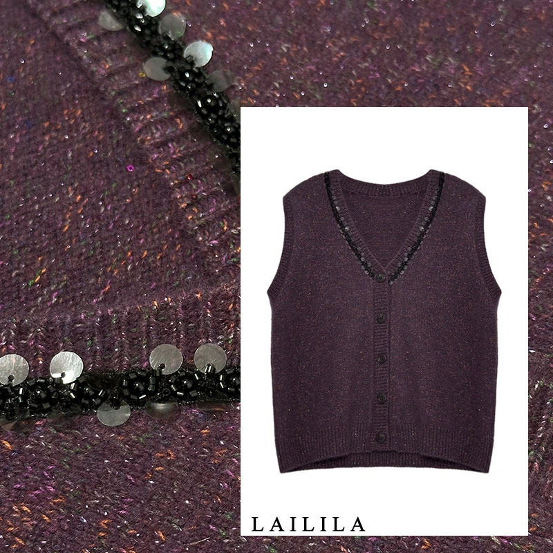 LAILILA【昵雅】25秋冬新品花纱开衫马甲DJ510AF892014