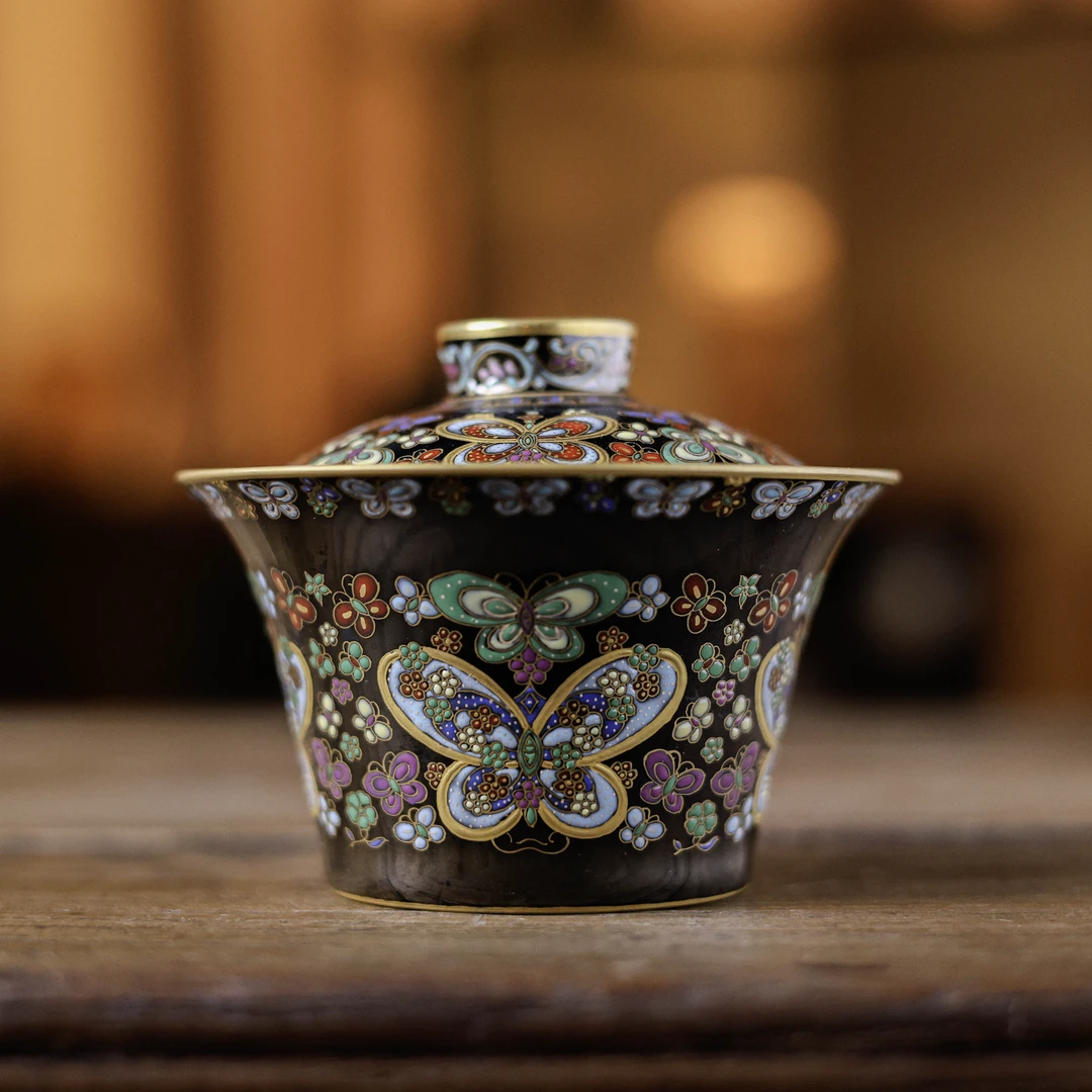 【见珊】描金珐琅彩蝴蝶单杯（一溪S0049）