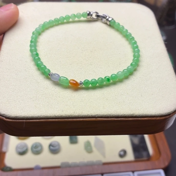 翡翠散珠甜阳绿小米珠手串