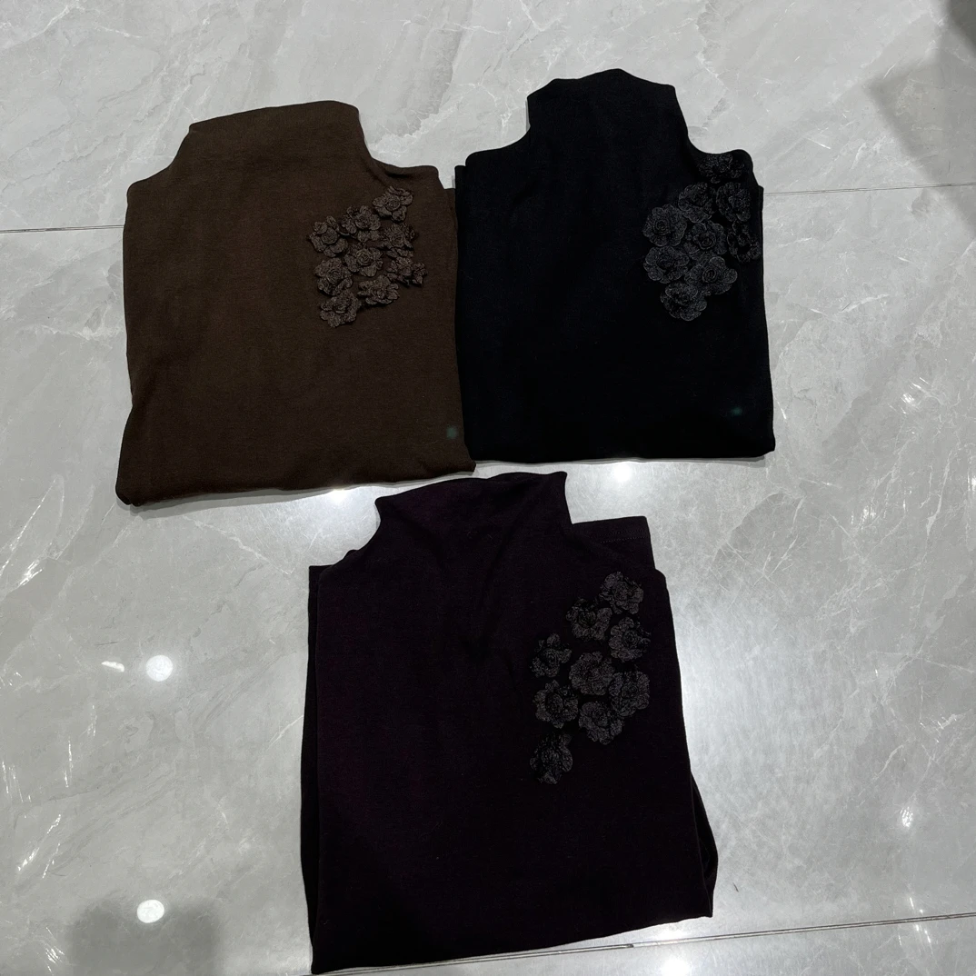 5020女休闲风半高领长袖磨毛法式T恤秋冬休闲时尚