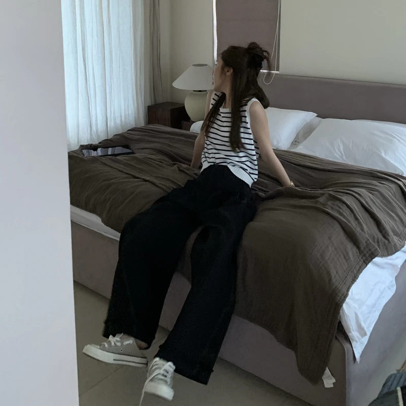 【ASHLEYASS】 “林间清爽”条纹休闲拼色亚棉交织无袖背心LSM240598Y