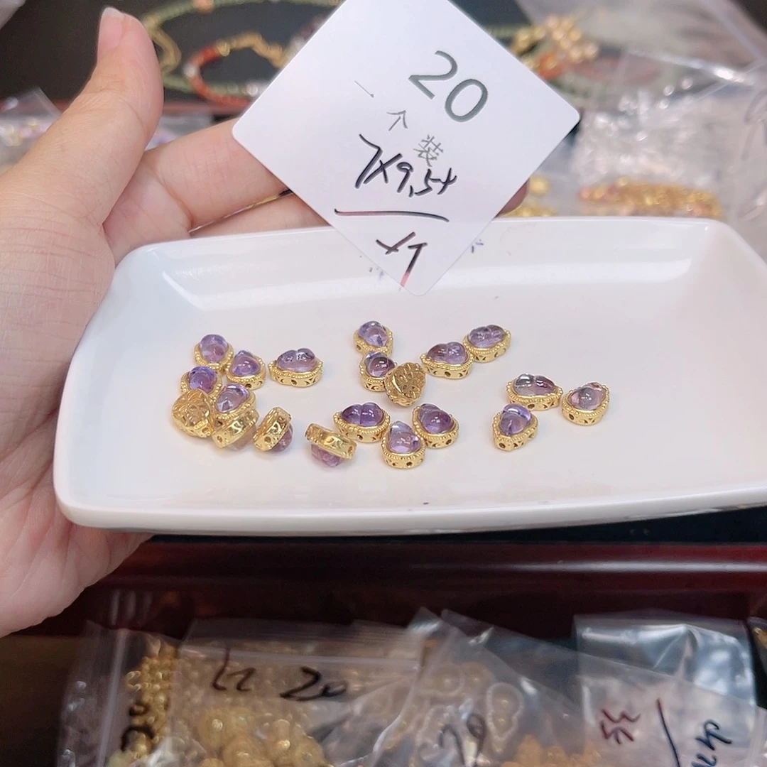 紫晶珠宝半成品银S925镀金镶嵌20