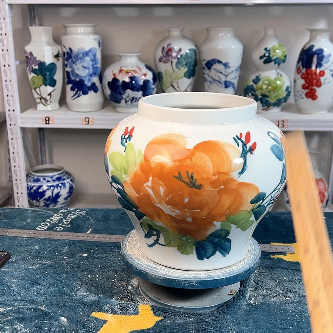 摆件景德镇陶瓷大口黄牡