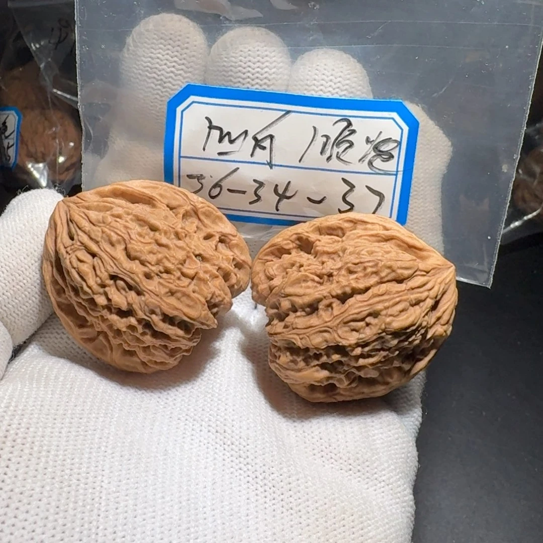 文玩核桃把件11号老款凹底姜黄皮对歪高炮