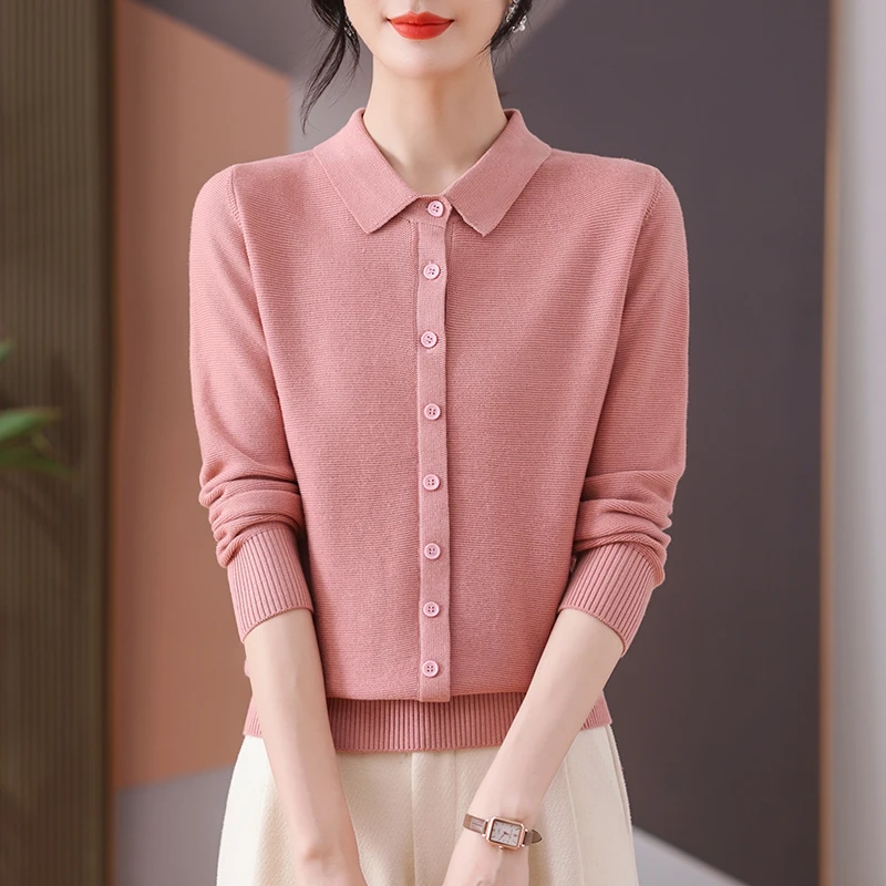 早春新款长袖宽松百搭方领显瘦高档简约女气质减龄套头时尚毛衣