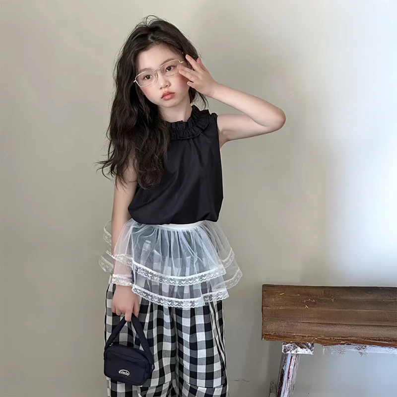 女童背心套装夏季2025新款儿童海边度假夏装女孩洋气韩范衣服穿搭