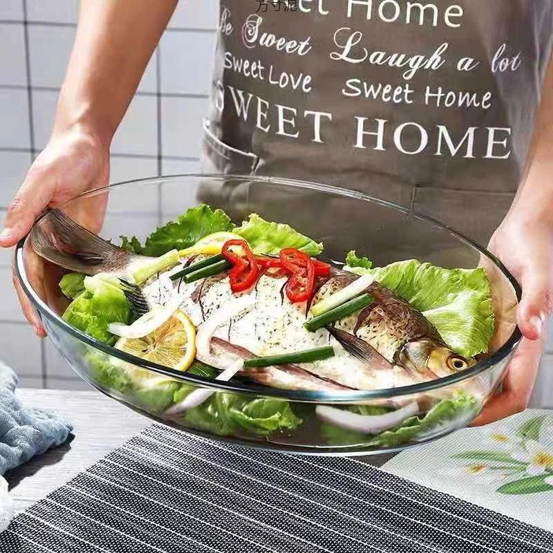 盘见详情玻璃碗蒸鱼玻璃粉嫩少女心椭圆形耐热水果