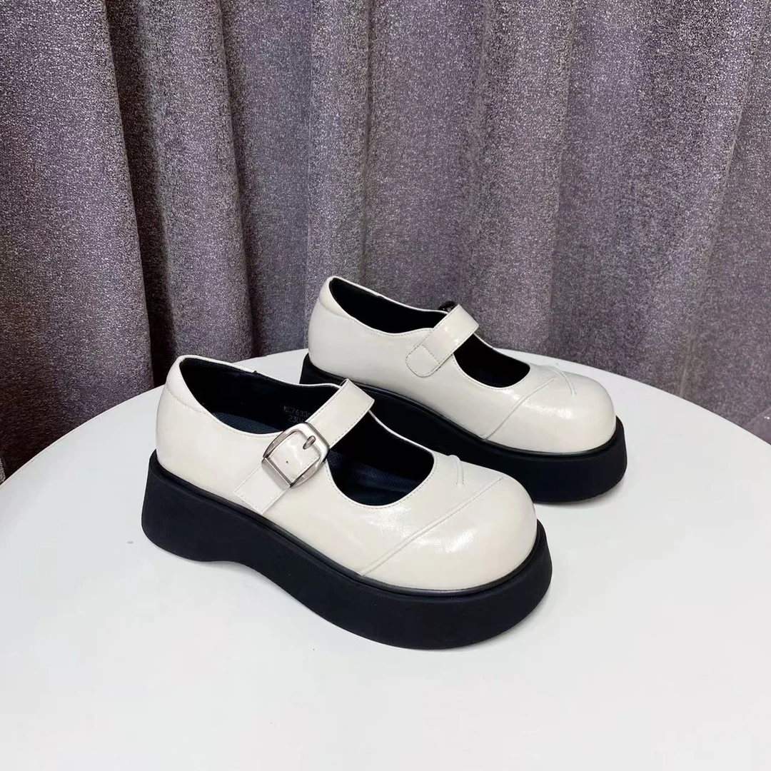 C6701   米色  时尚厚底圆头2025新款轻便玛丽珍浅口女单鞋