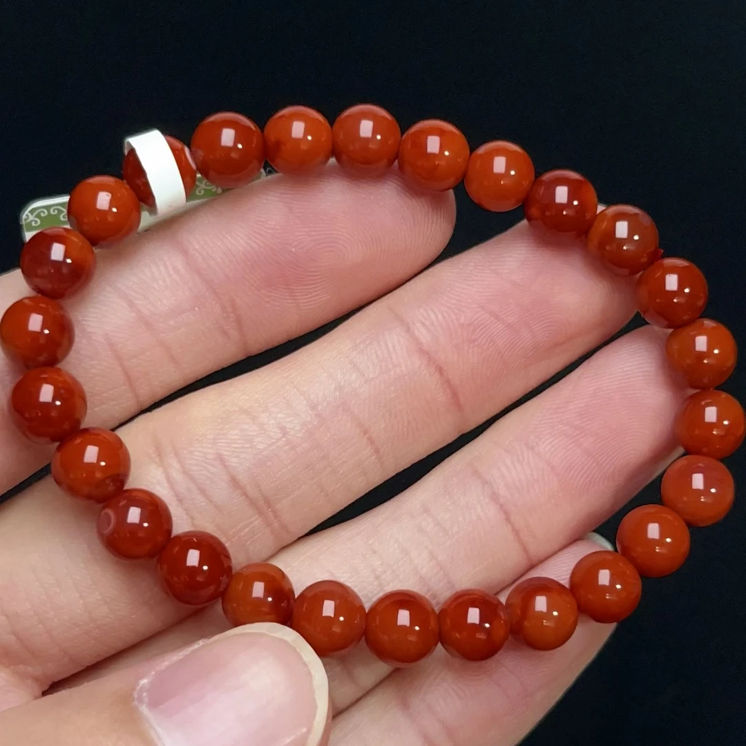 186C39凉山瓦西料南红满色肉柿子锦红单圈手串