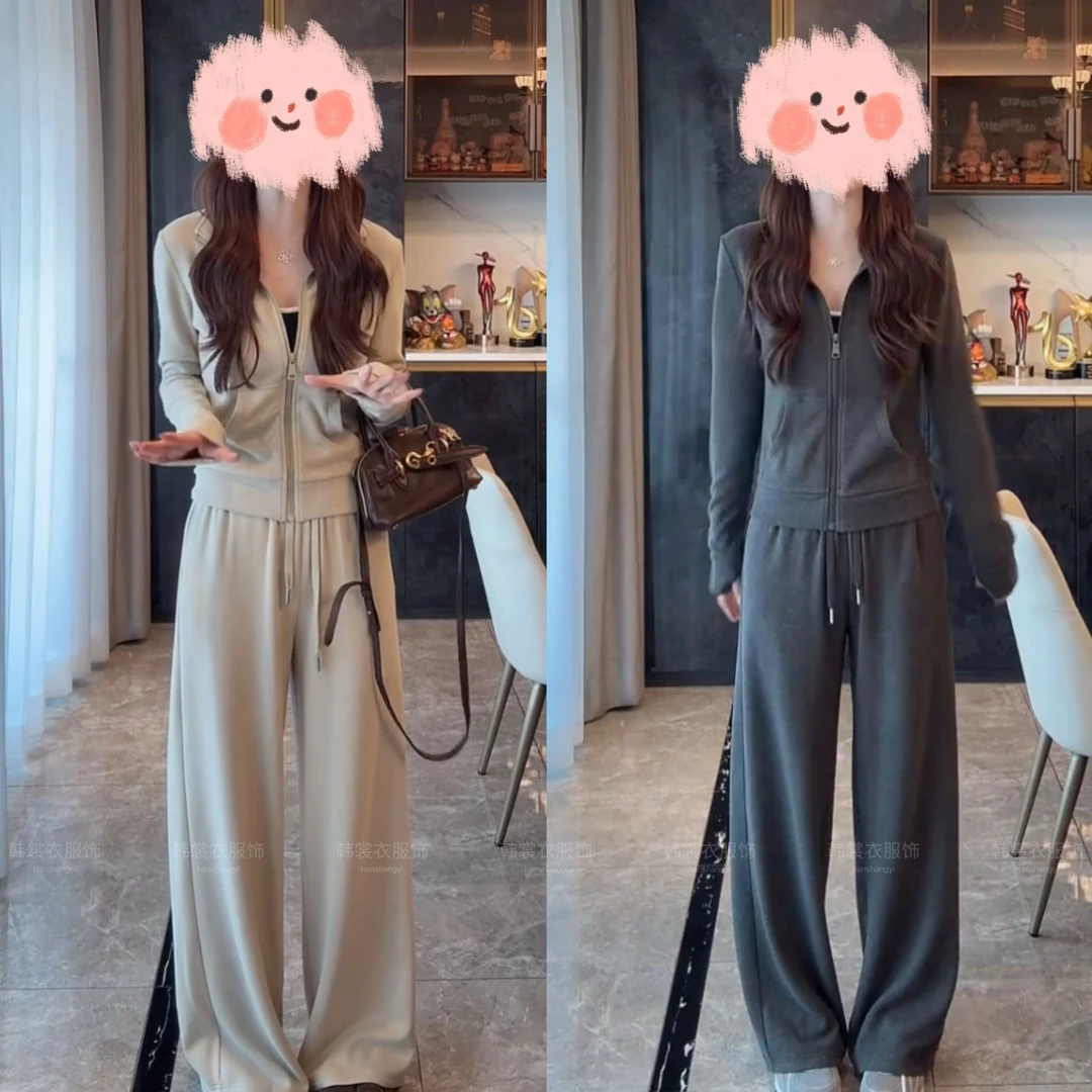 2025早秋新款慵懒风显瘦外套裤子休闲舒适两件套套装