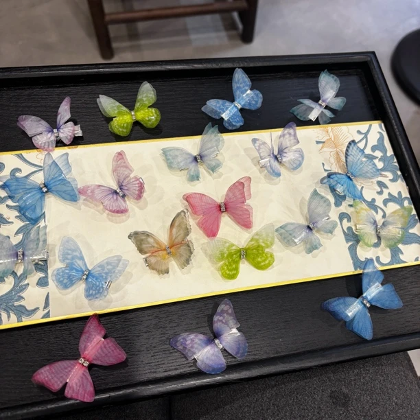 10只装轻纱蝴蝶发夹甜美仙气发卡网红复古发簪汉服配饰