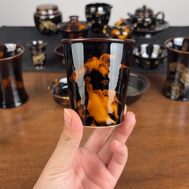 瓷玳瑁釉小可乐杯