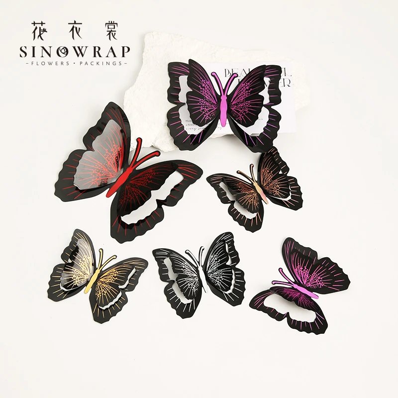 【花园时光】 PVC双层立体蝴蝶 花束礼品花盒diy装饰摆件花店用品