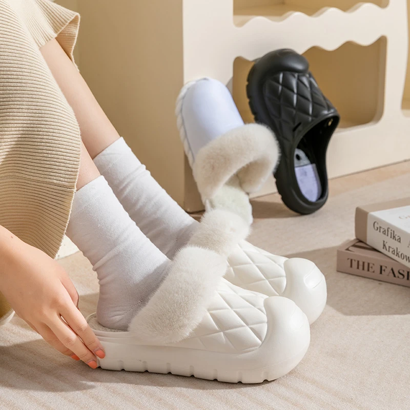 防水棉拖鞋女冬季儿童防滑保暖可拆洗毛毛鞋大童一家三口棉拖男童