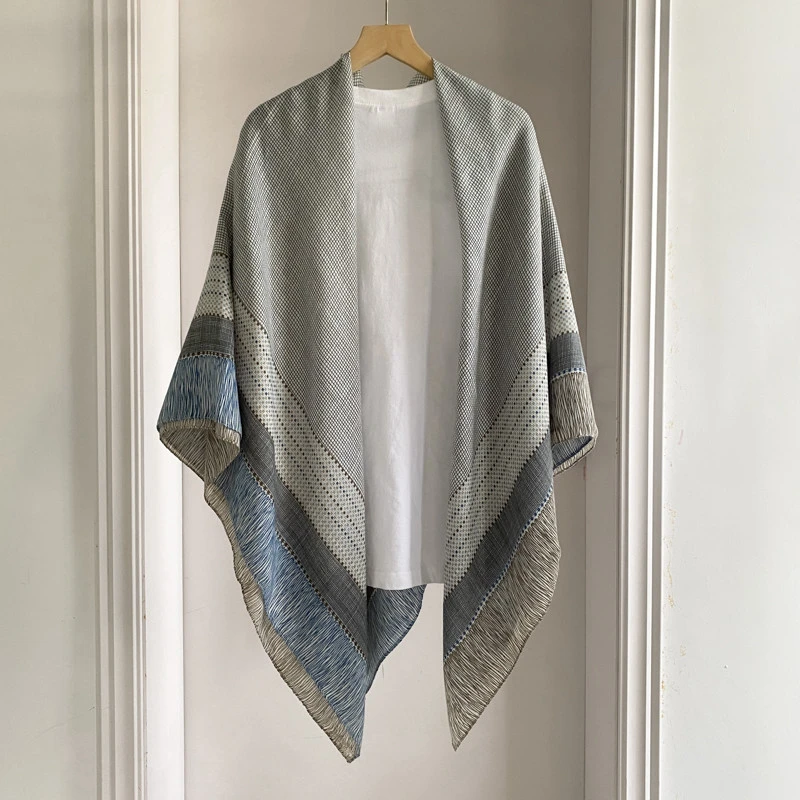 小格子亚麻围巾女夏季2025新款防晒大方巾薄款丝巾空调房外搭披肩