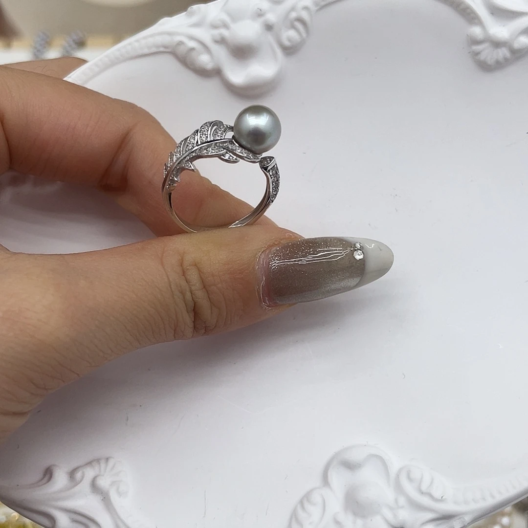 戒指海水珍珠银S925镶嵌