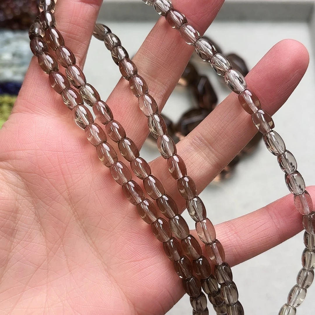 玛瑙/玉髓未镶嵌珠宝半成品6×8茶晶米一条02