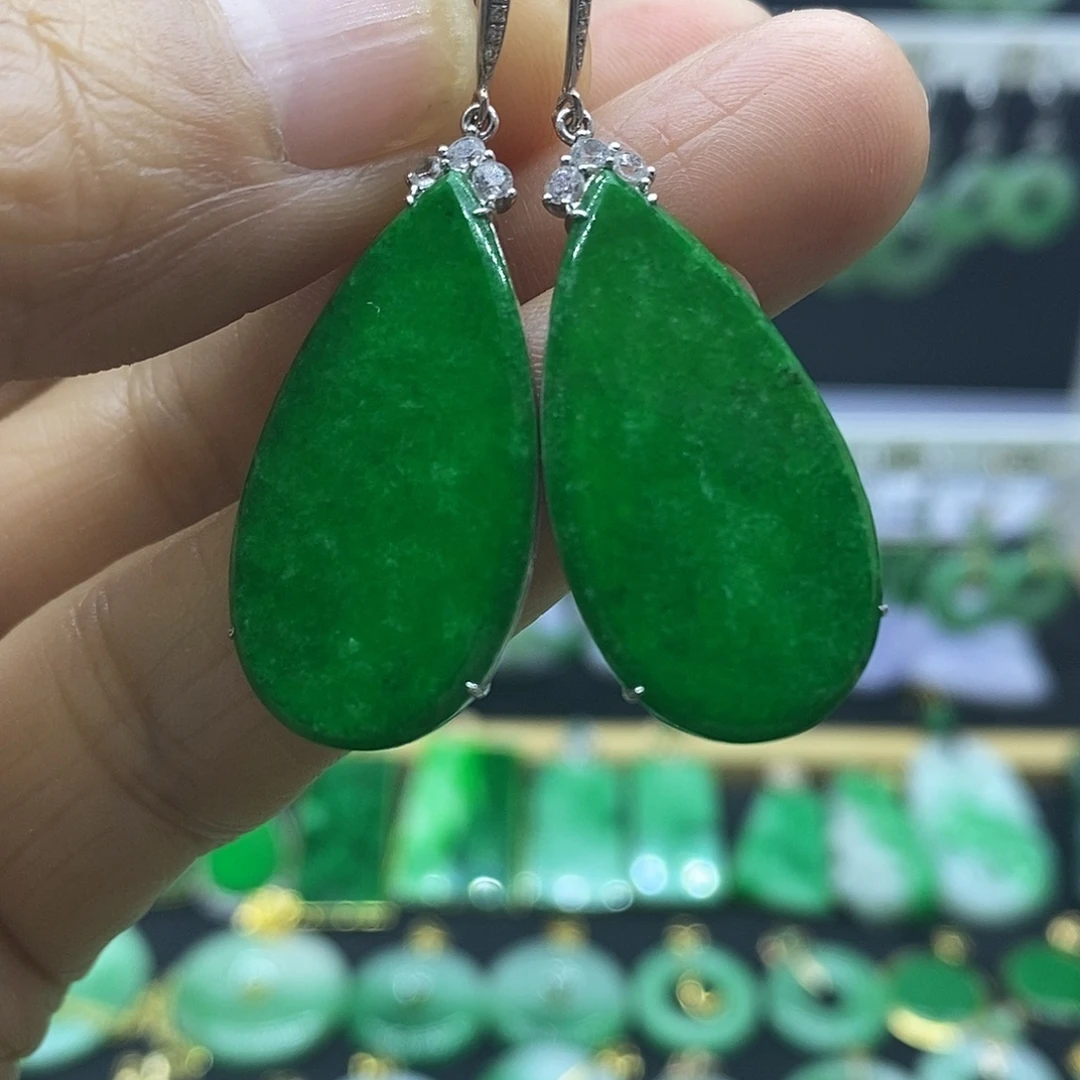 翡翠18K金镶嵌耳饰耳饰