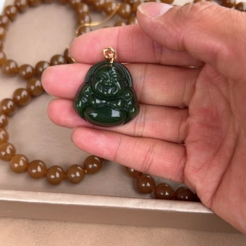 【闪购商品】和田玉（碧玉）18K金镶嵌颈饰幸****