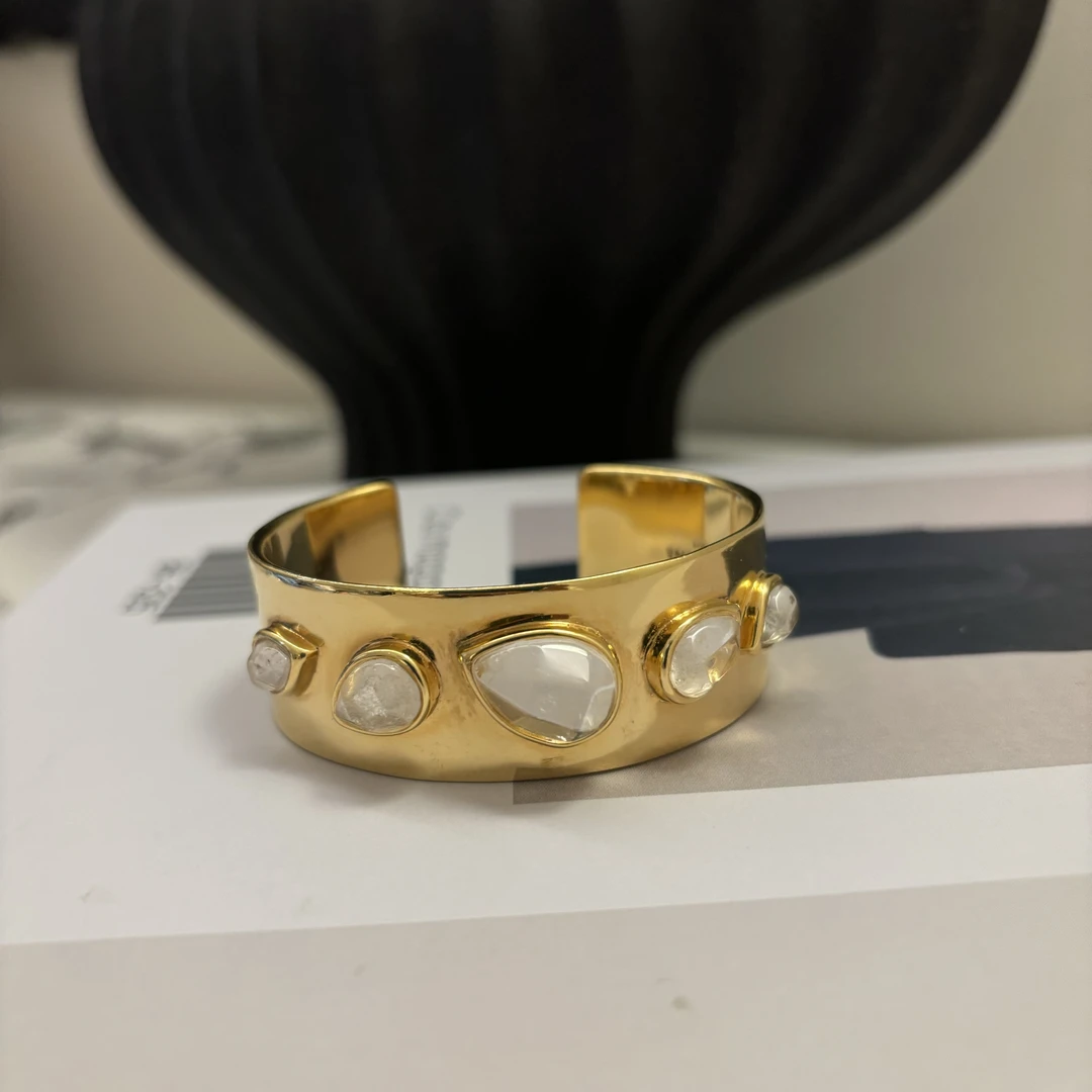 铜合金仿水晶手镯 【塔鹿蕾】经典百搭水滴开口复古重工手环4654