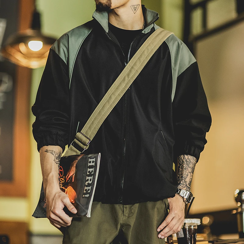 几何先生美式户外冲锋衣男秋季撞色休闲夹克男士拼接运动上衣外套