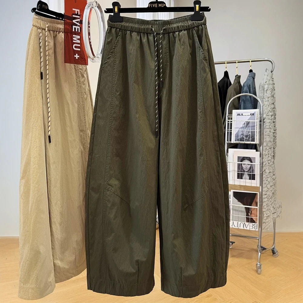 今年流行超好看梧桐裤女春夏季薄款松紧腰韩系九分工装休闲裤裤子