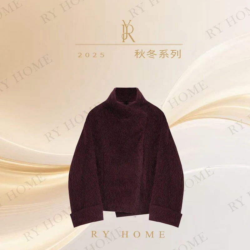 【容雨RYHOME】羊绒立领澳毛拉绒短款外套253W2527