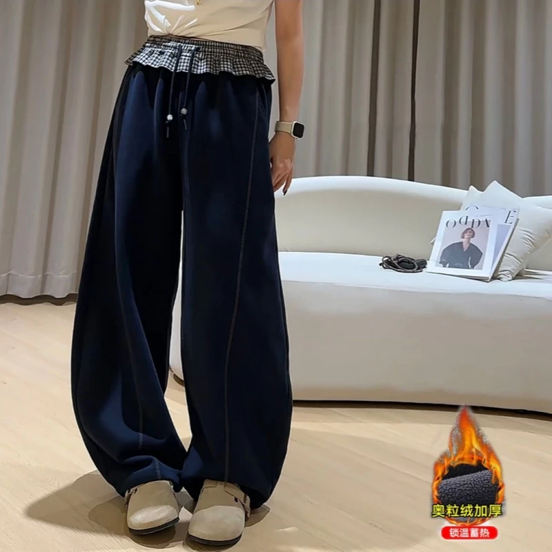 女童裤子加绒2025秋冬新款中大童韩版宽松超柔休闲运动裤卫裤