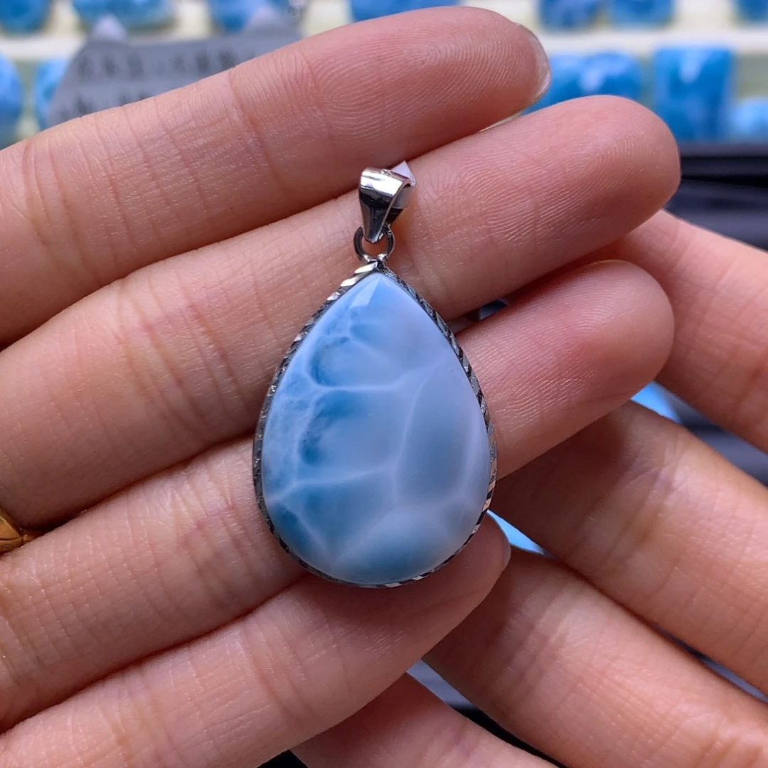 针钠钙石（海纹石）未镶嵌颈饰水滴吊坠色差略异