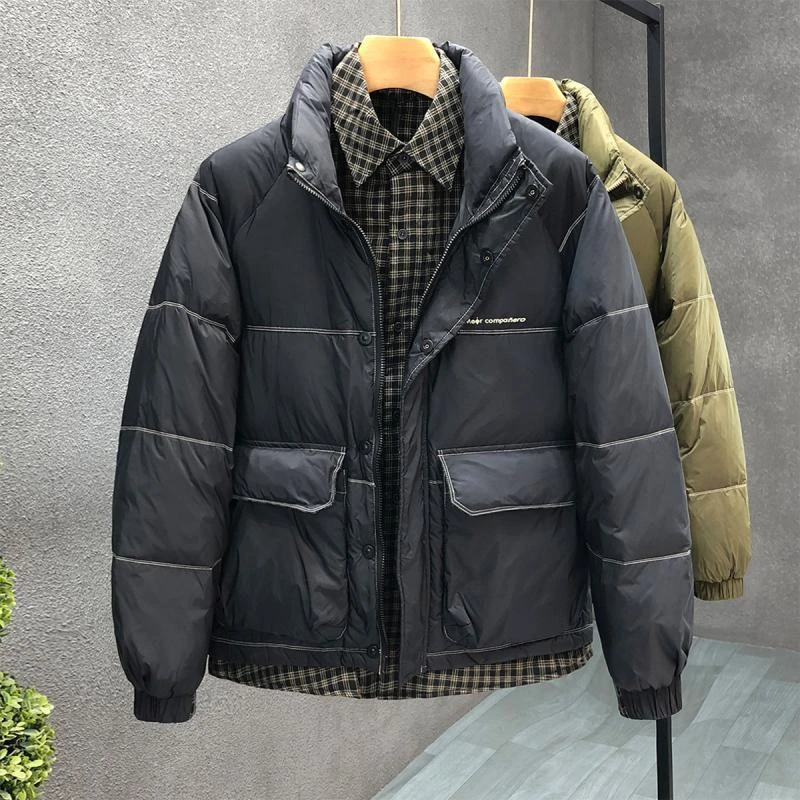 流行假两件羽绒服男款冬季加厚外套冬季新款男士正品羽绒上衣