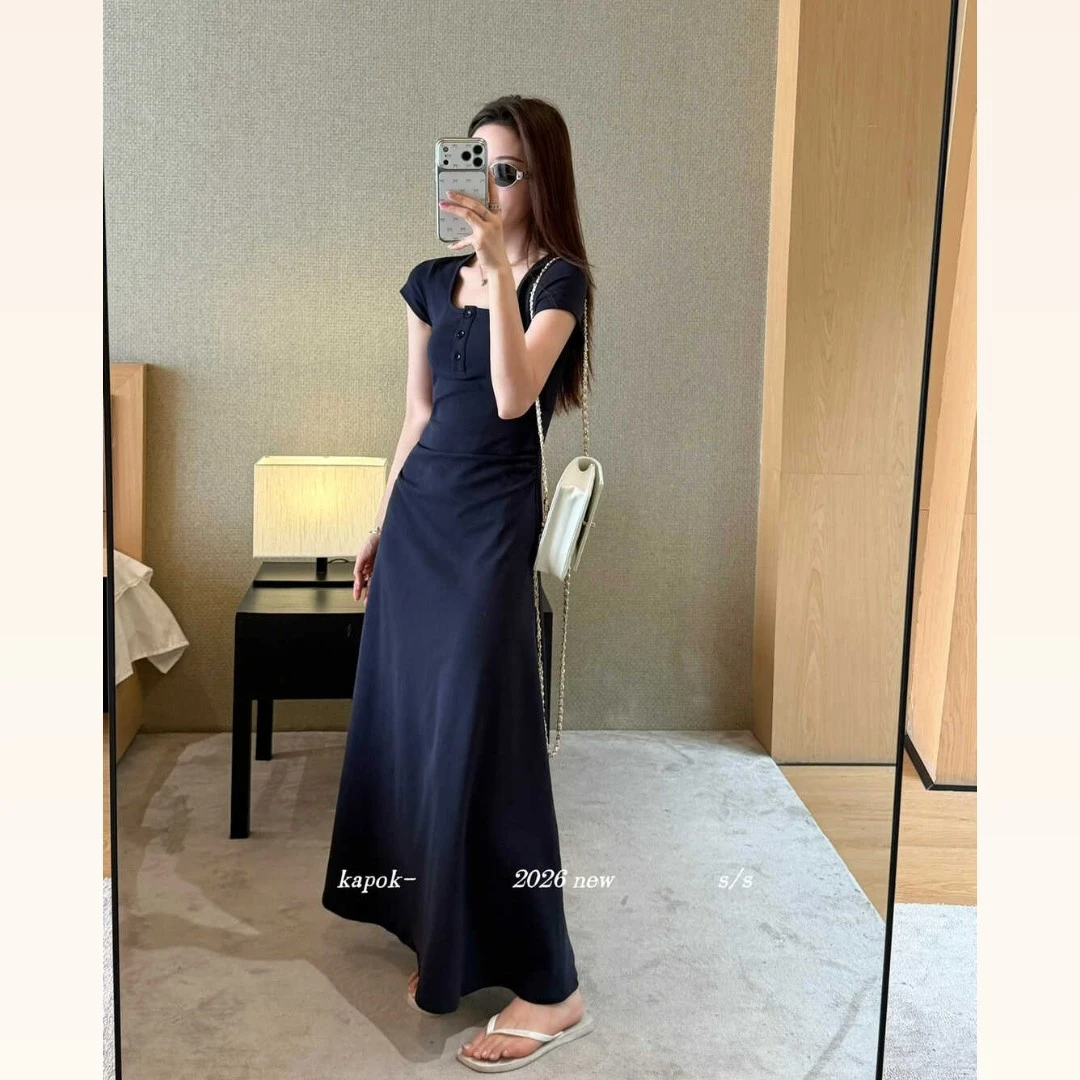 美树 KAPOK 26517 夏上新掐腰U领显瘦A摆连衣裙