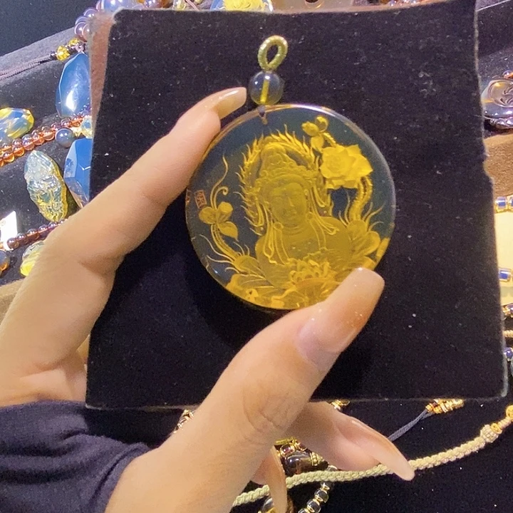 蓝珀未镶嵌珠宝奇石墨西哥蓝珀观音